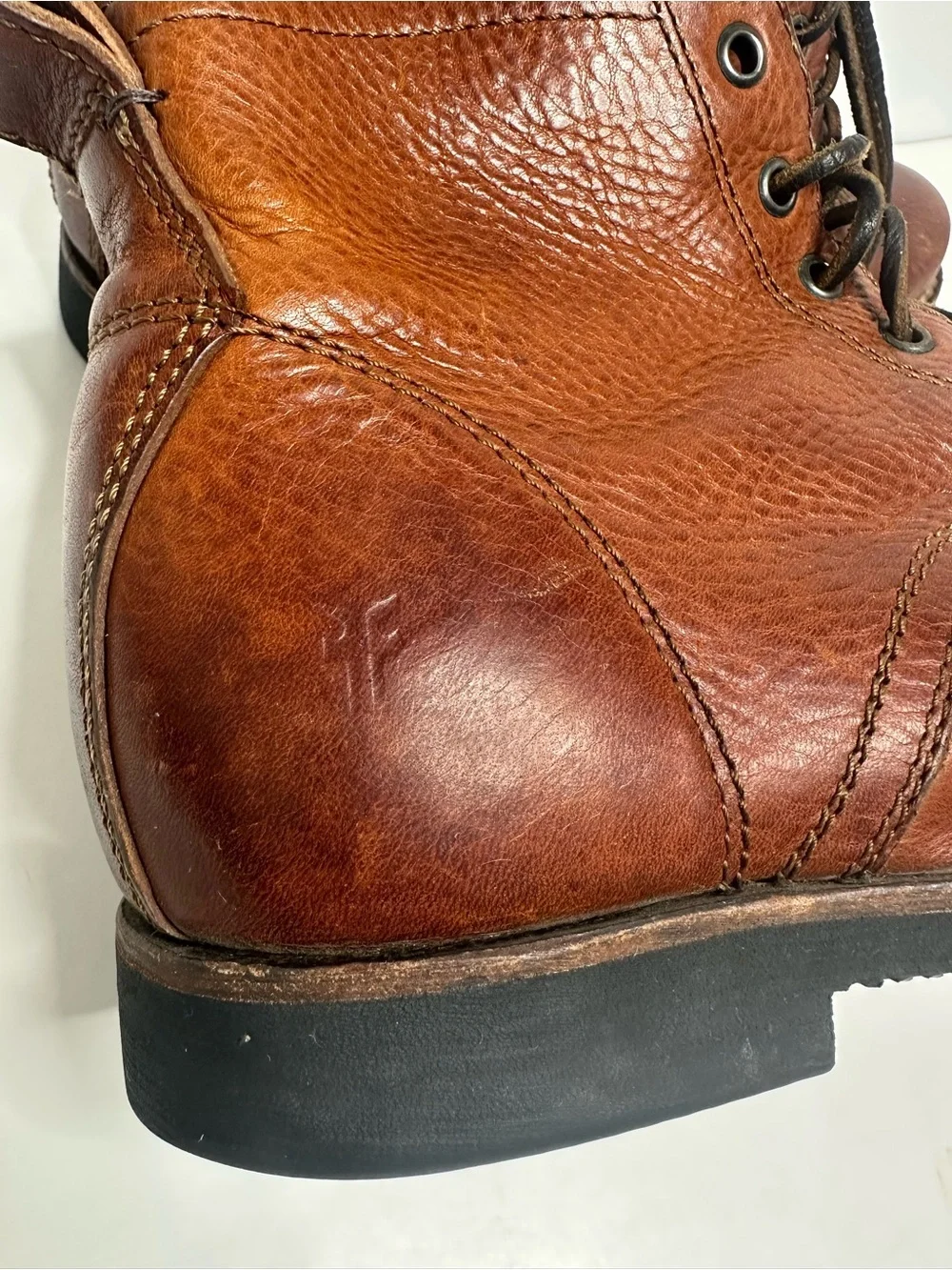 Frye Men’s Cognac Leather Lace Up Boots Size 10